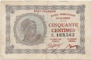 50 centimes Mines domaniales de la Sarre type 1920