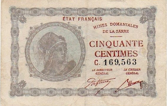 50 centimes Mines domaniales de la Sarre type 1920