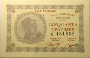 50 centimes Mines domaniales de la Sarre type 1920