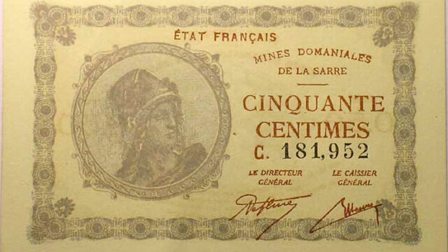 50 centimes Mines domaniales de la Sarre type 1920