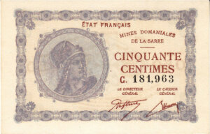 50 centimes Mines domaniales de la Sarre type 1920