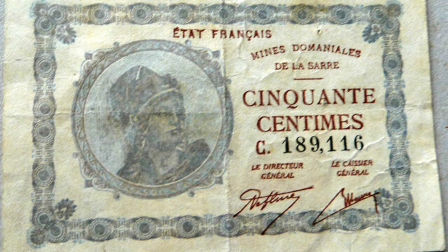 50 centimes Mines domaniales de la Sarre type 1920