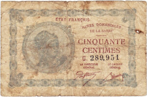 50 centimes Mines domaniales de la Sarre type 1920