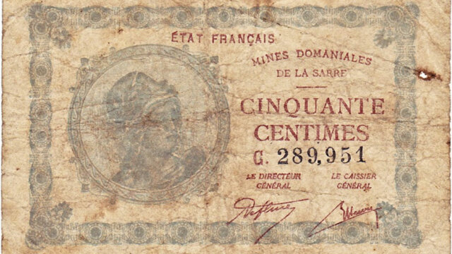 50 centimes Mines domaniales de la Sarre type 1920