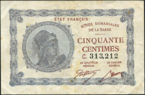 50 centimes Mines domaniales de la Sarre type 1920