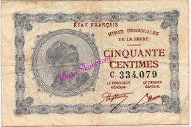 50 centimes Mines domaniales de la Sarre type 1920