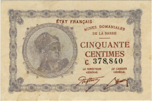 50 centimes Mines domaniales de la Sarre type 1920