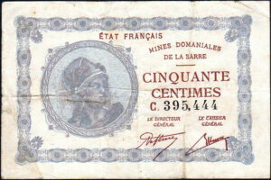 50 centimes Mines domaniales de la Sarre type 1920