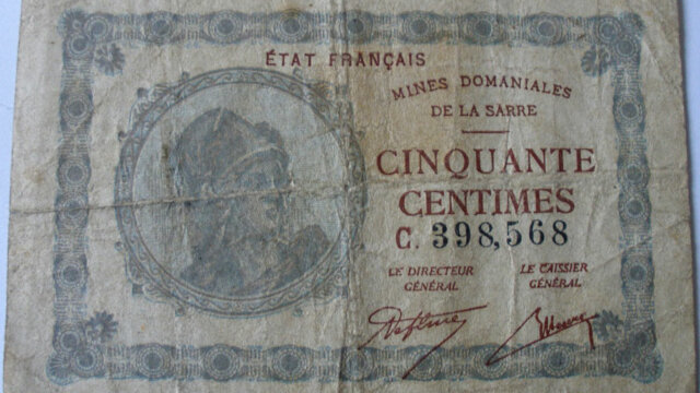 50 centimes Mines domaniales de la Sarre type 1920