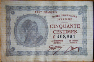 50 centimes Mines domaniales de la Sarre type 1920