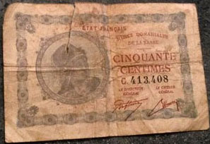 50 centimes Mines domaniales de la Sarre type 1920