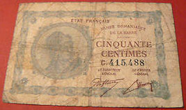 50 centimes Mines domaniales de la Sarre type 1920