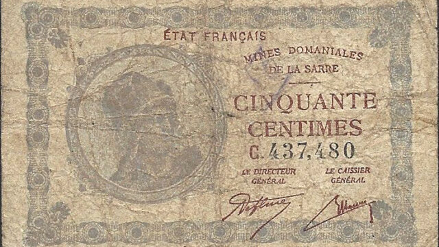 50 centimes Mines domaniales de la Sarre type 1920