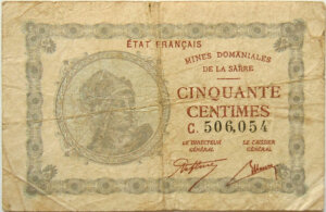 50 centimes Mines domaniales de la Sarre type 1920