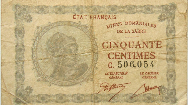 50 centimes Mines domaniales de la Sarre type 1920