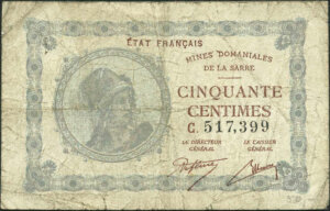 50 centimes Mines domaniales de la Sarre type 1920