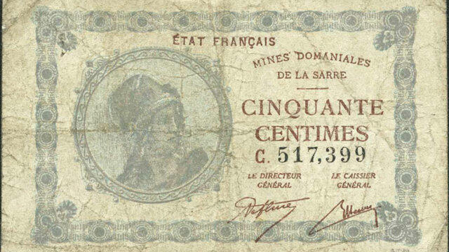 50 centimes Mines domaniales de la Sarre type 1920