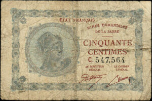 50 centimes Mines domaniales de la Sarre type 1920