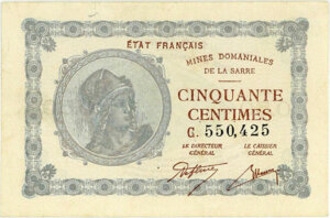 50 centimes Mines domaniales de la Sarre type 1920