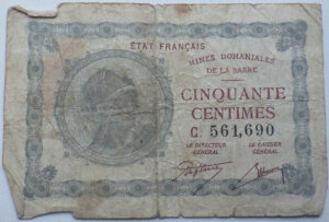 50 centimes Mines domaniales de la Sarre type 1920