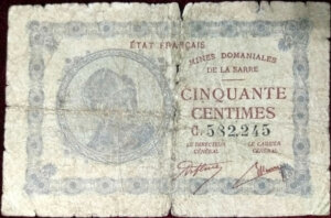 50 centimes Mines domaniales de la Sarre type 1920