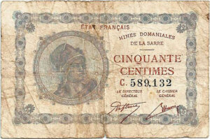 50 centimes Mines domaniales de la Sarre type 1920