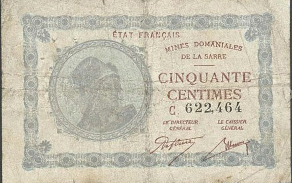 50 centimes Mines domaniales de la Sarre type 1920