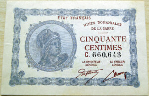 50 centimes Mines domaniales de la Sarre type 1920