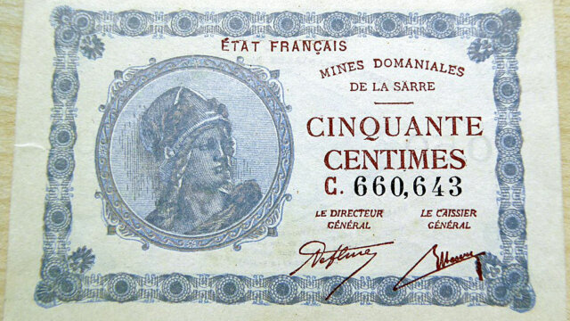 50 centimes Mines domaniales de la Sarre type 1920