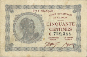 50 centimes Mines domaniales de la Sarre type 1920