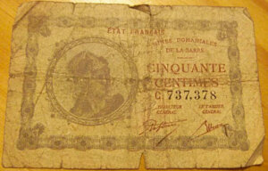 50 centimes Mines domaniales de la Sarre type 1920