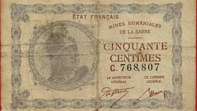 50 centimes Mines domaniales de la Sarre type 1920