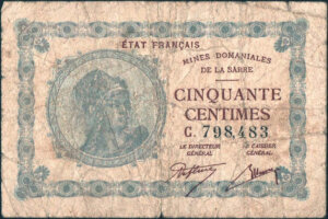 50 centimes Mines domaniales de la Sarre type 1920