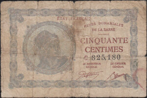 50 centimes Mines domaniales de la Sarre type 1920