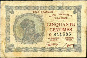 50 centimes Mines domaniales de la Sarre type 1920