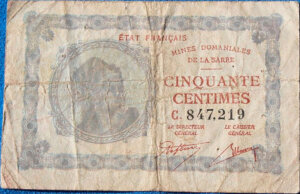 50 centimes Mines domaniales de la Sarre type 1920