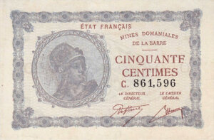 50 centimes Mines domaniales de la Sarre type 1920