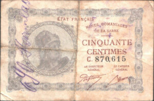 50 centimes Mines domaniales de la Sarre type 1920