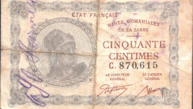 50 centimes Mines domaniales de la Sarre type 1920