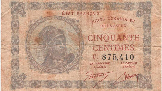 50 centimes Mines domaniales de la Sarre type 1920