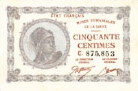 50 centimes Mines domaniales de la Sarre type 1920