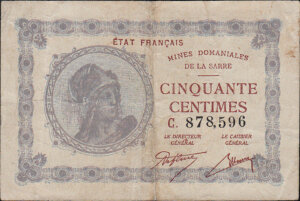 50 centimes Mines domaniales de la Sarre type 1920