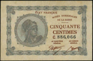 50 centimes Mines domaniales de la Sarre type 1920