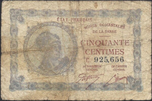 50 centimes Mines domaniales de la Sarre type 1920