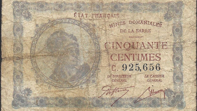 50 centimes Mines domaniales de la Sarre type 1920