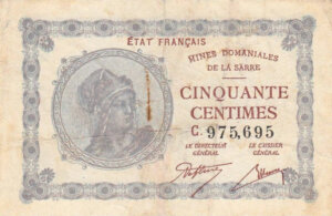 50 centimes Mines domaniales de la Sarre type 1920