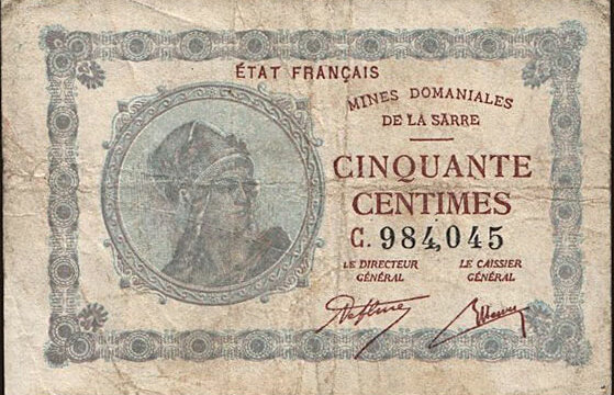 50 centimes Mines domaniales de la Sarre type 1920