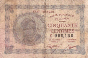 50 centimes Mines domaniales de la Sarre type 1920