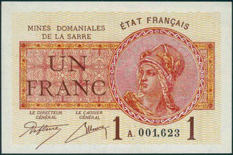 1 franc Mines domaniales de la Sarre type 1920