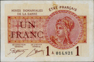 1 franc Mines domaniales de la Sarre type 1920